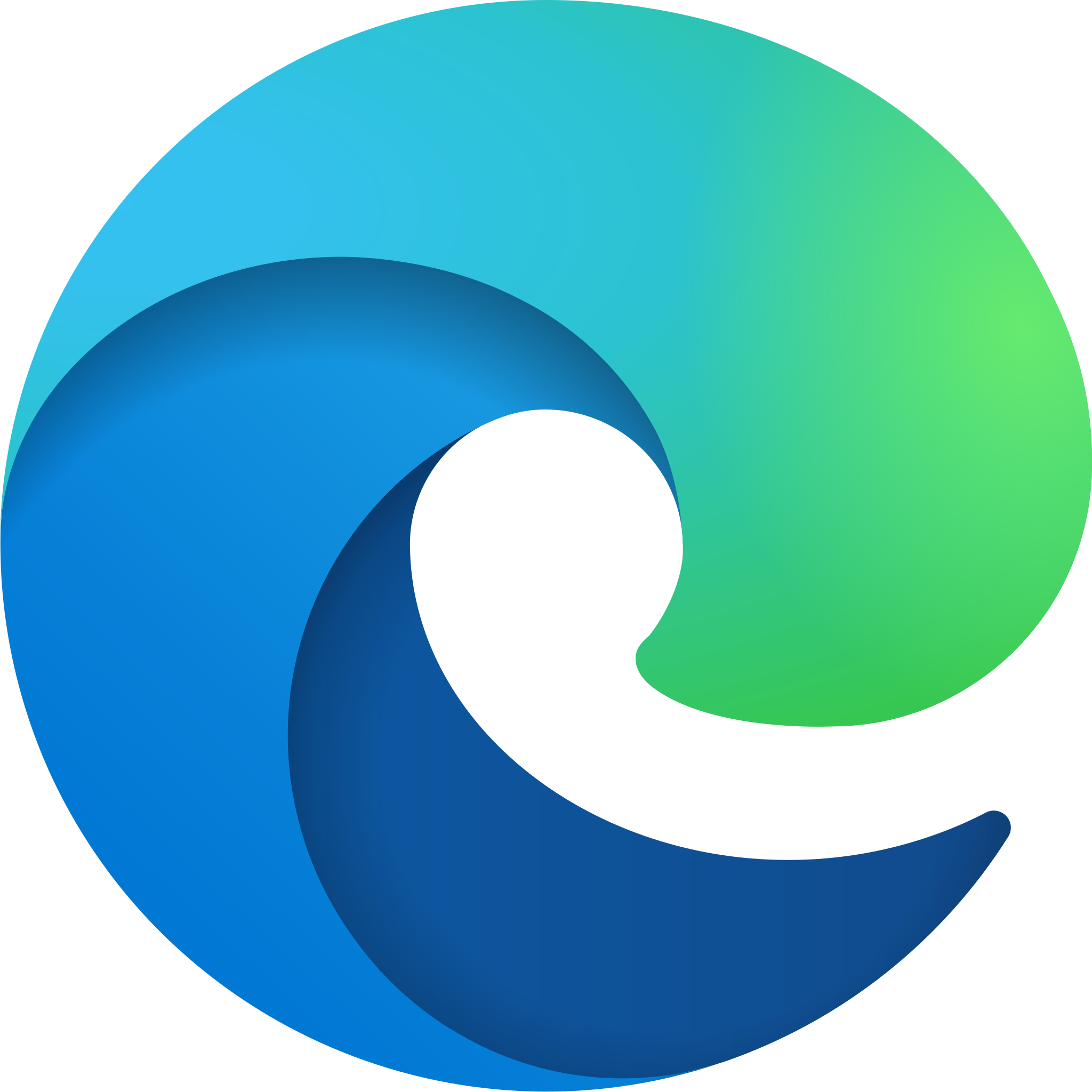 The Microsoft Edge logo. It depicts a wave that is shaped similarly to the letter "e" with a dark blue to green gradient starting from the bottom and ending at the top.