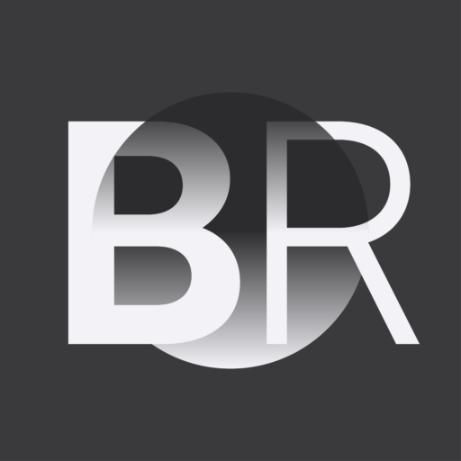 The Bionic Reading Logo. It depicts the capital letters "BR" in white over a dark circle in the background.