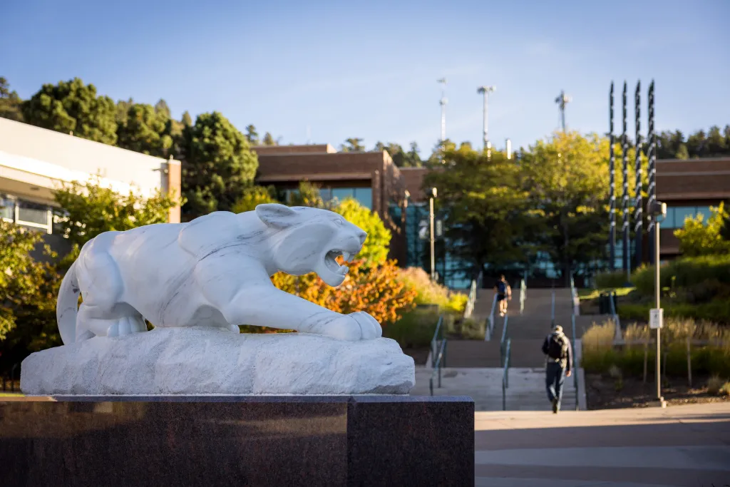 Mountain lion statue on UCCS campus